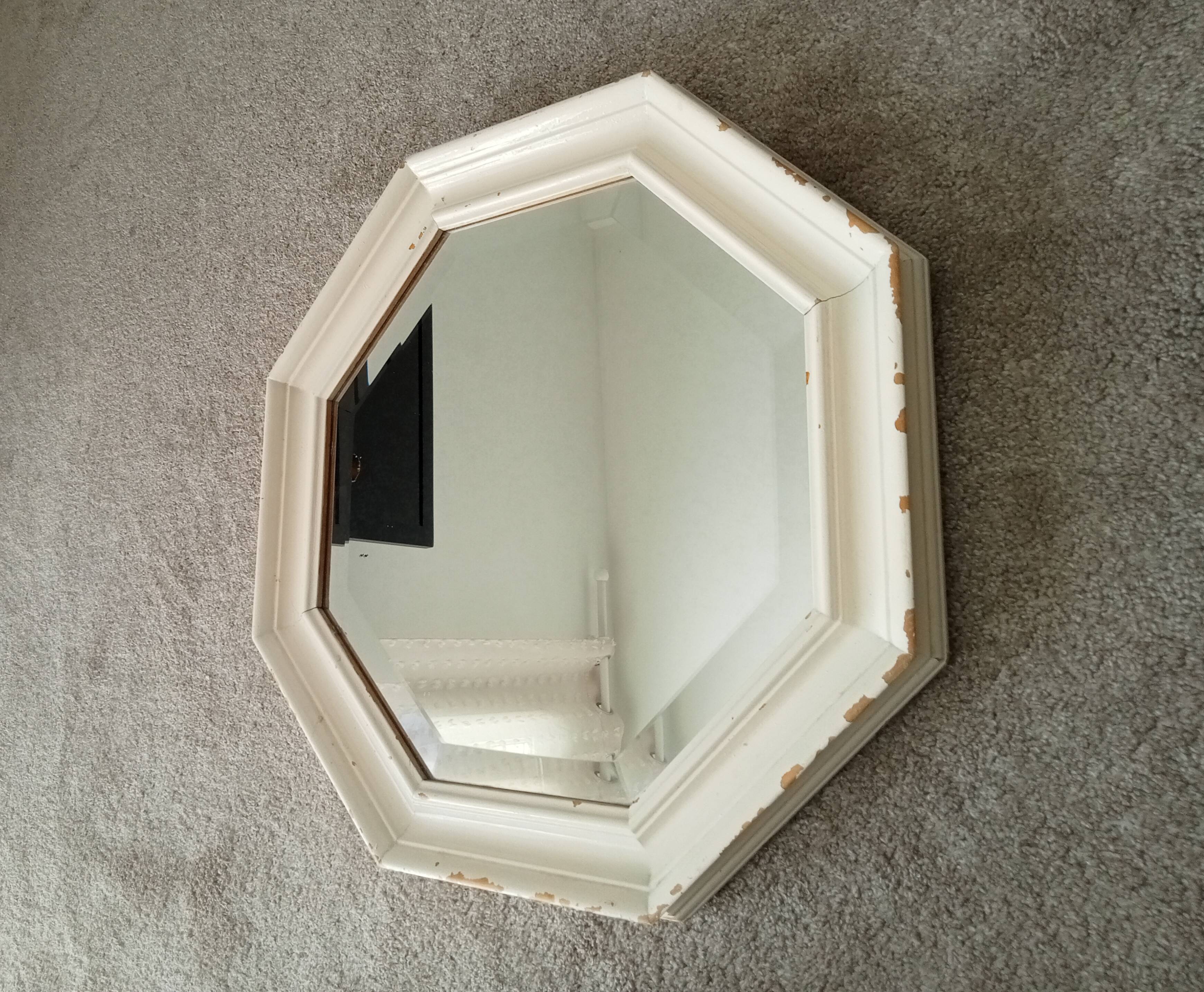 Miroir vintage octogonale biseauté style shabby chic