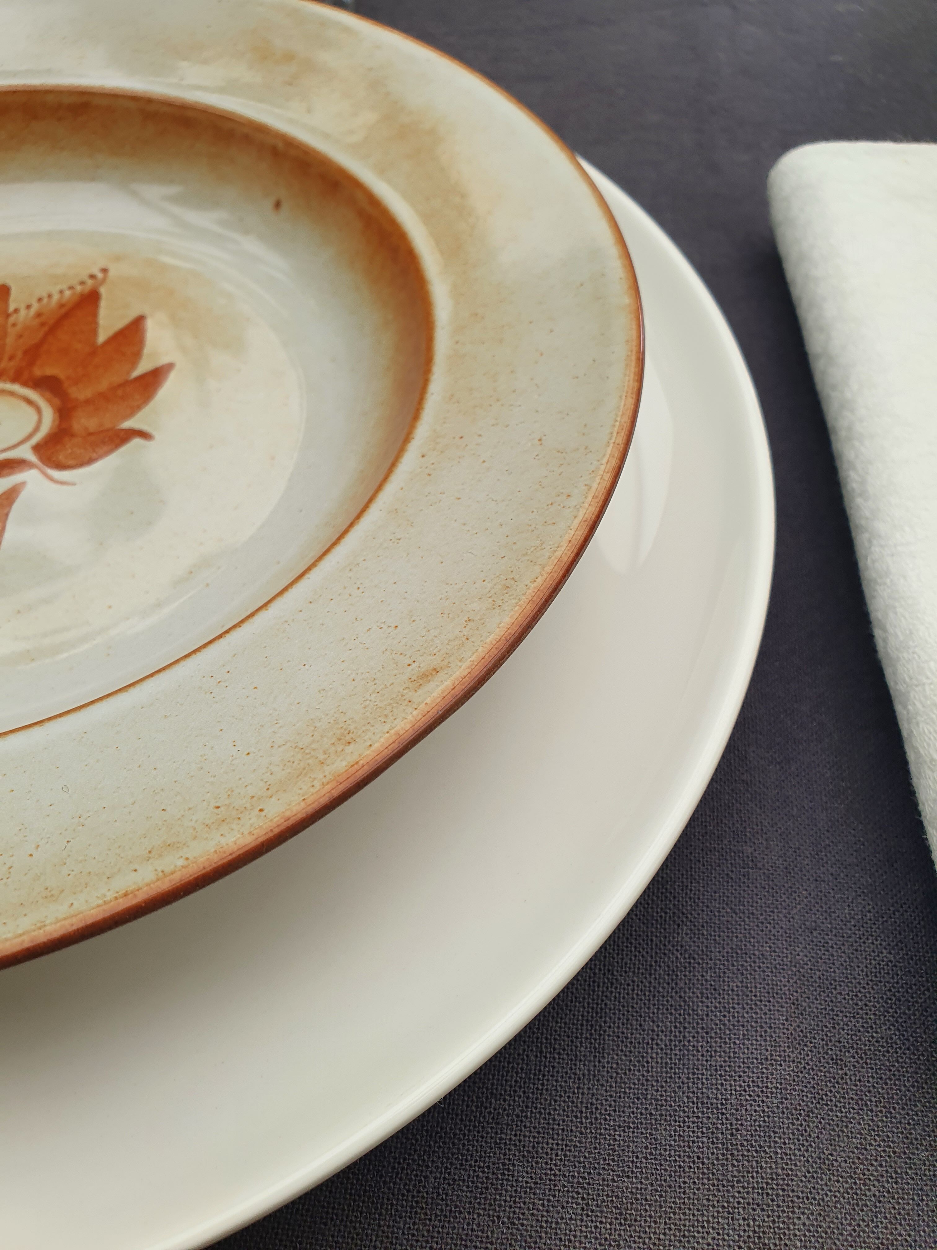 Series of 9 hollow plates pond sandstone