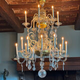 Liège lustre in blown glass, two levels of light arms, 18th century.