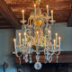 Liège lustre in blown glass, two levels of light arms, 18th century.