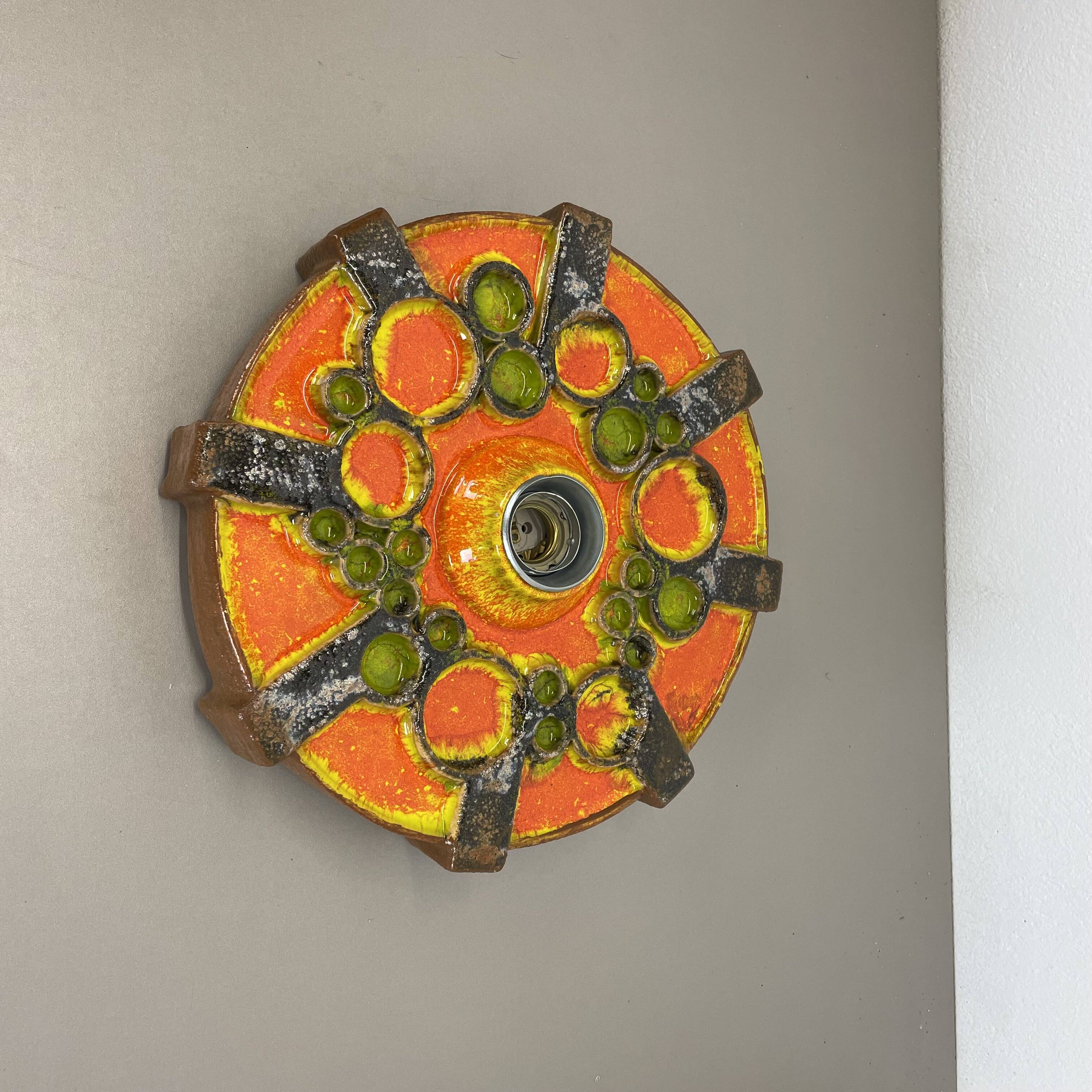Cubic ceramic 31cm colorful "pop art" fat lava wall light element, germany, 1970