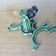Series of 3 green enameled cast iron wall lights from the 30s and 40s