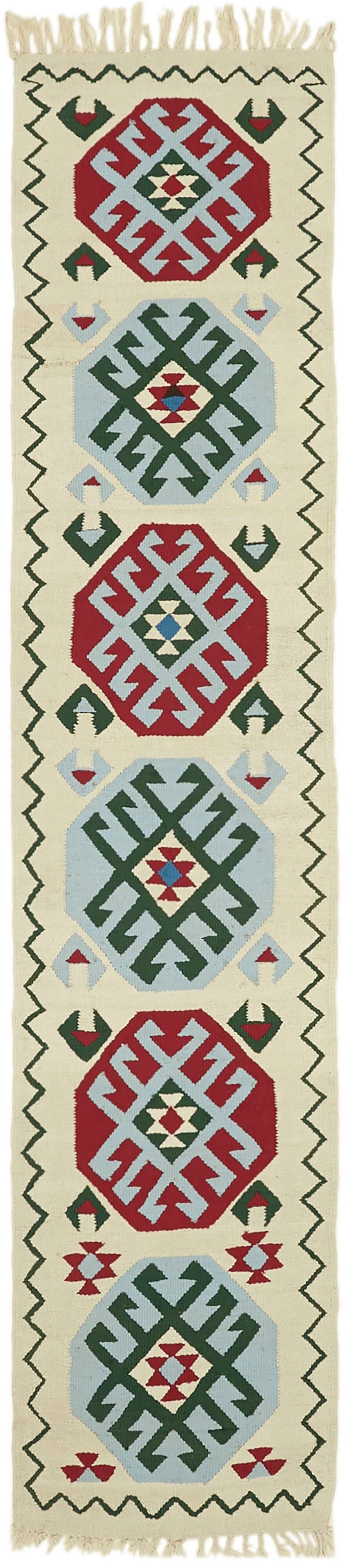 Turkish Handwoven Vintage Herki Kilim 85 cm x 375 cm