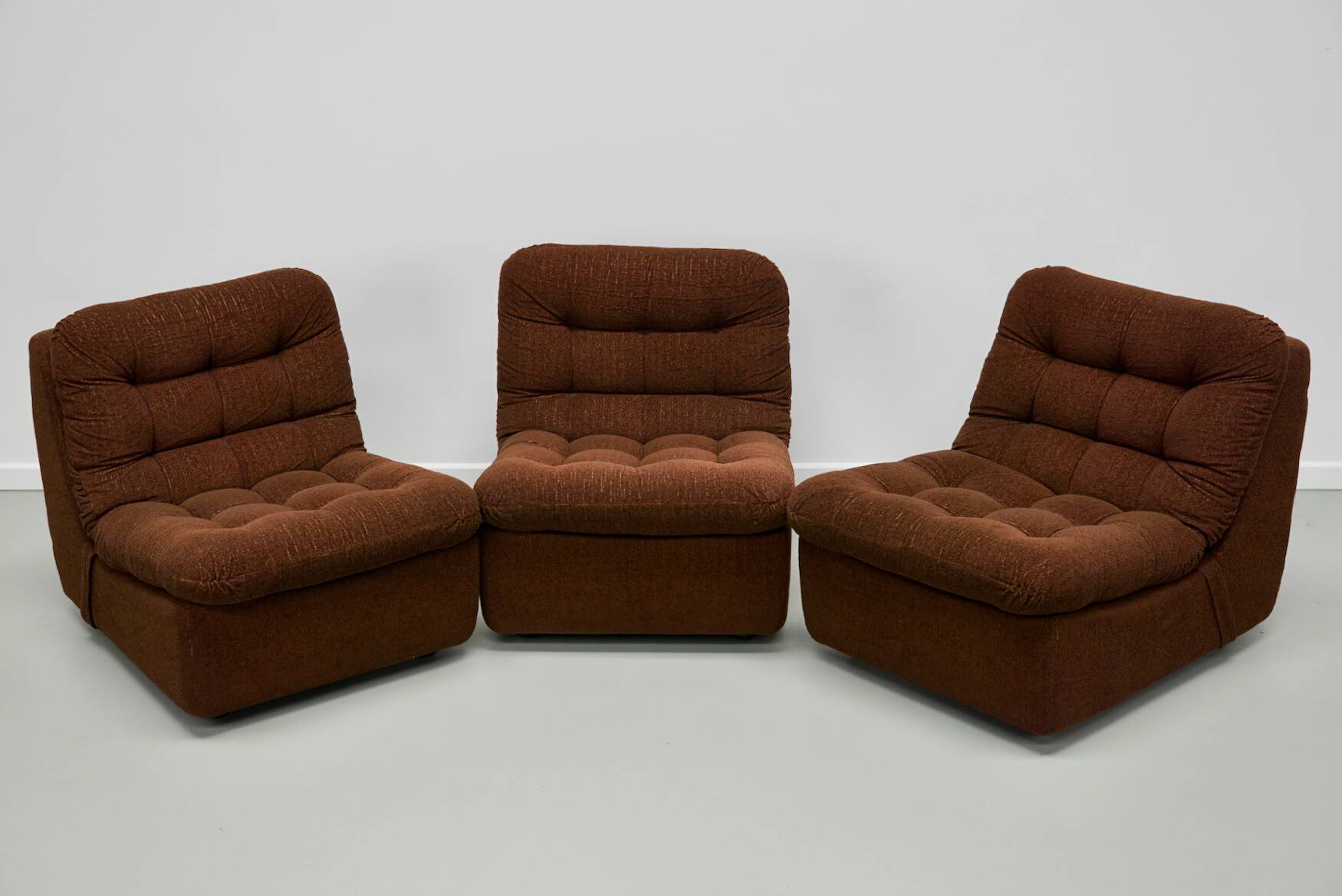 Vintage Brown German 3-seat Modular Design Sofa Boucle, 1970s