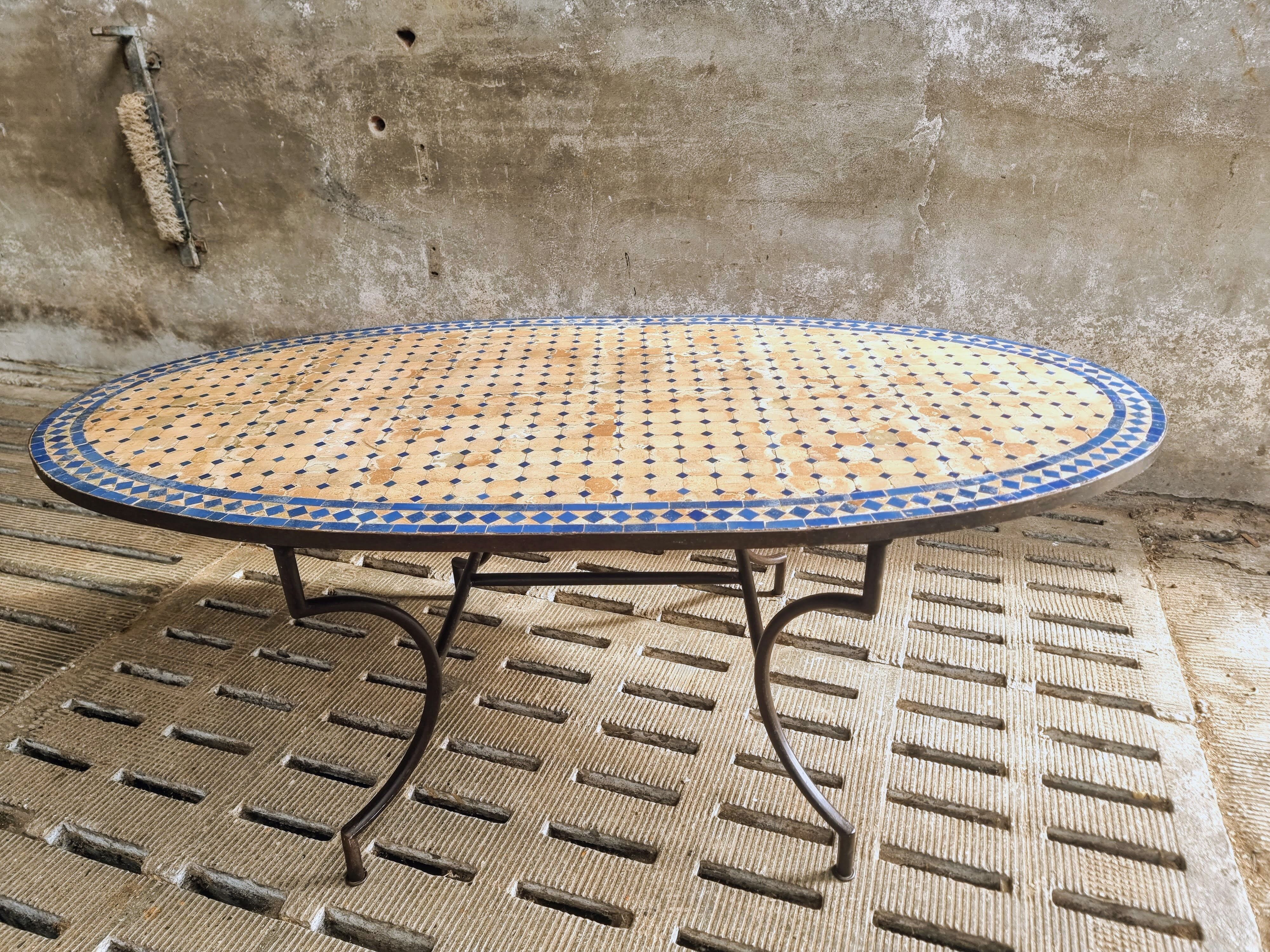 Old dining table garden table Moroccan mosaic 100 x 200 cm
