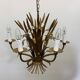 Wheat sheaf leaf gold gilt chandelier, 1960’s