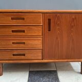 Danish Teak sideboard with drawers and door, 1960s