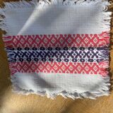 6 towels in Basque cotton patterns pink and indigo blue vintage
