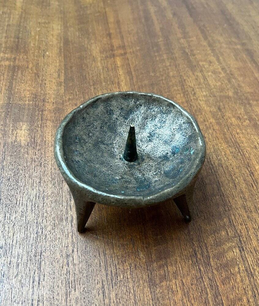 Brutalist Mid-Century Candle Holder in Bronze, 1960s