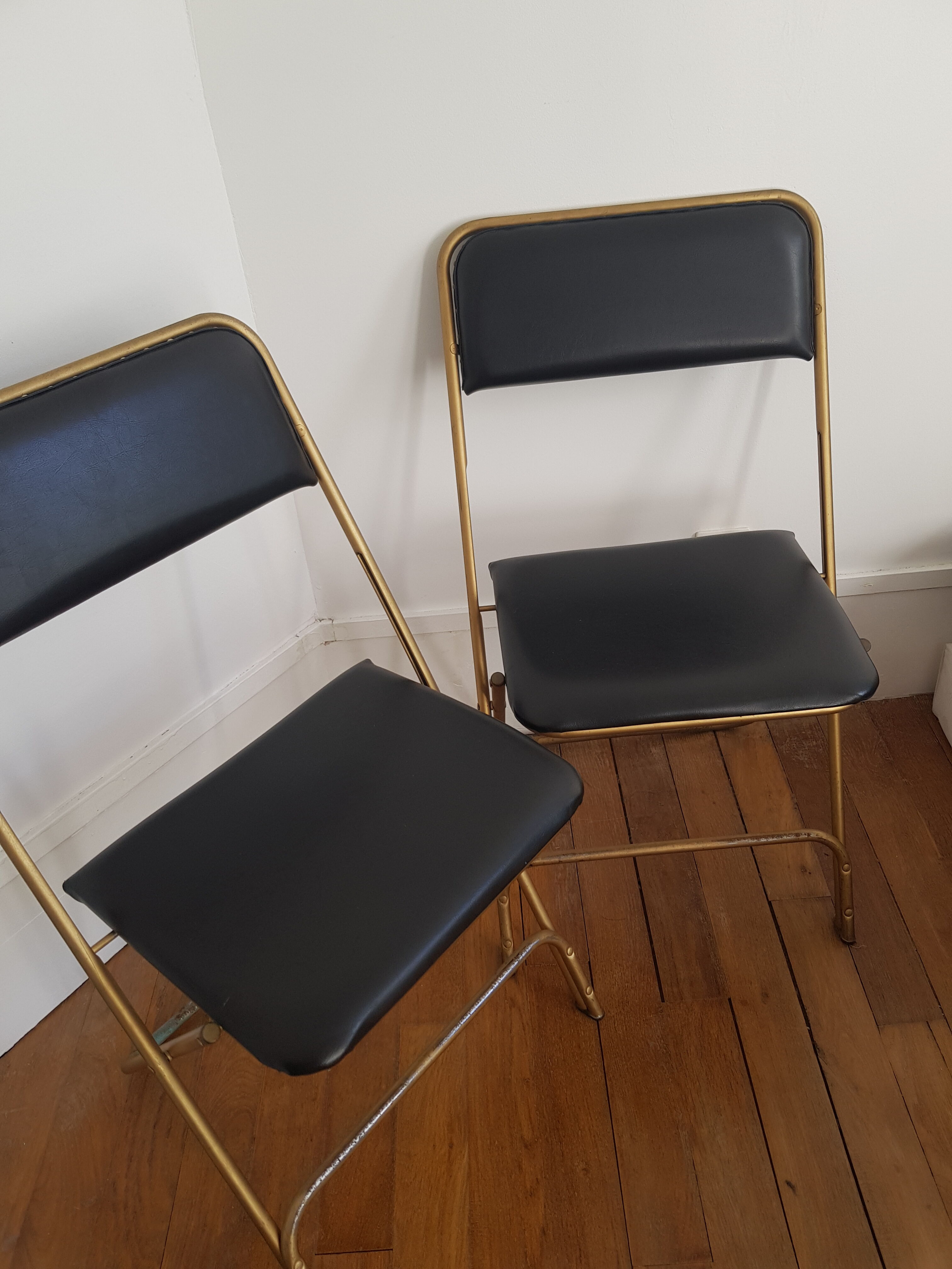 Set of 2 folding chairs in skai and metal