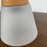 Glass and teak pendant light, es horn danmark