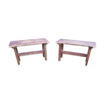 Pair of country country benches