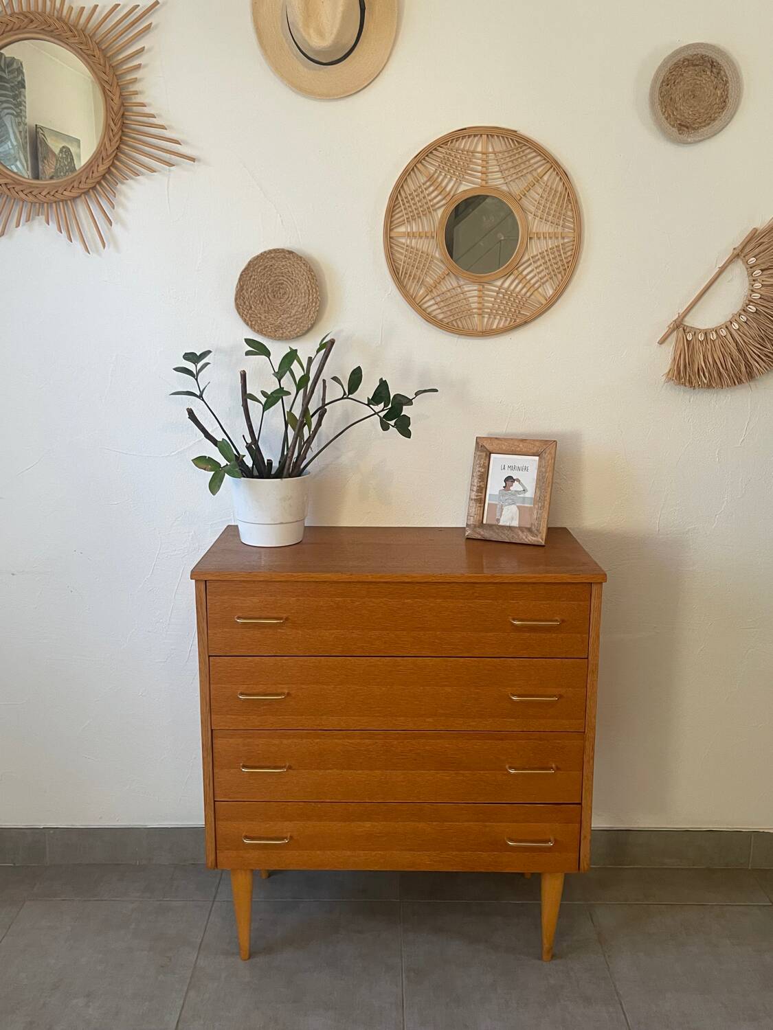Vintage oak chest of drawers from the 1960s