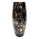 Vase en verre de Murano noir attribué à Vetreria Nason avec aventurine bronze, Italie