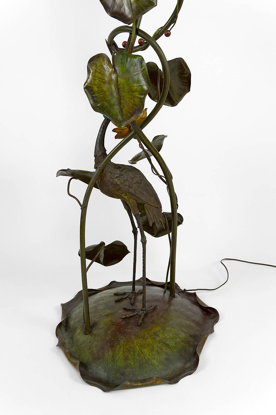 Japanese-style Heron floor lamp, Art Nouveau, France, circa 1900