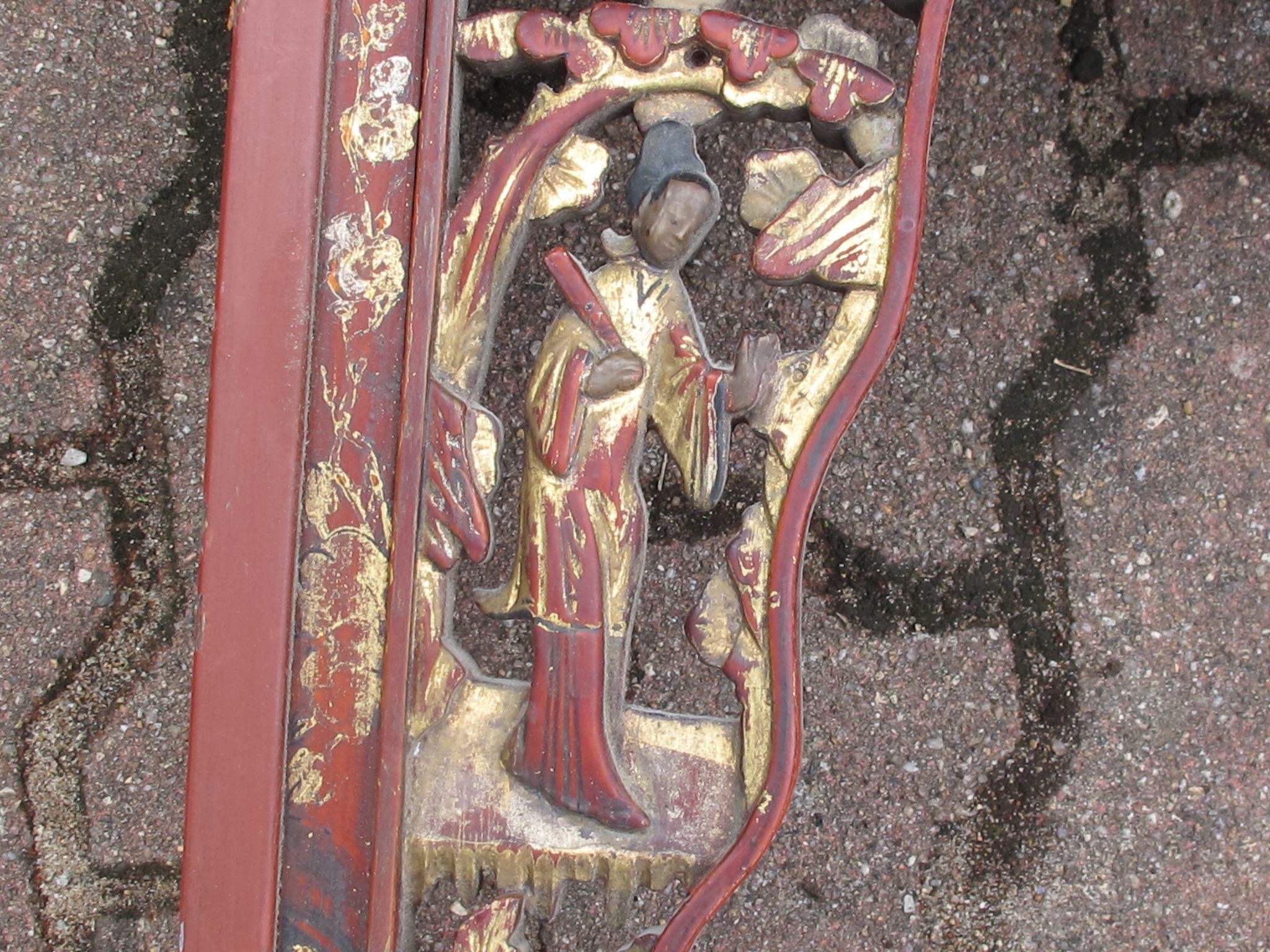 Ancienne tête de lit chinois en bois sculpté