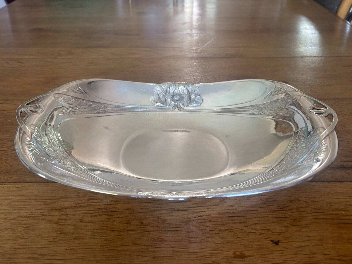 Art Nouveau Bread Basket Silver-Plated Metal Gallia Christofle