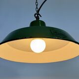 Industrial Green Enamel Factory Pendant Lamp from Revo, 1950s