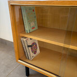 Vintage oak display cabinet from the 1960s.