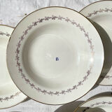 6 opaque porcelain soup plates from Digoin, "Suzy" model