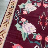 Romanian old carpet bessarabian handmade 207cm x 304cm 1960s