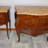 Commode et table de chevet en bois de rose