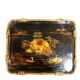 Japanese-style work table from the Napoléon III period in black lacquer and gilded bronze.