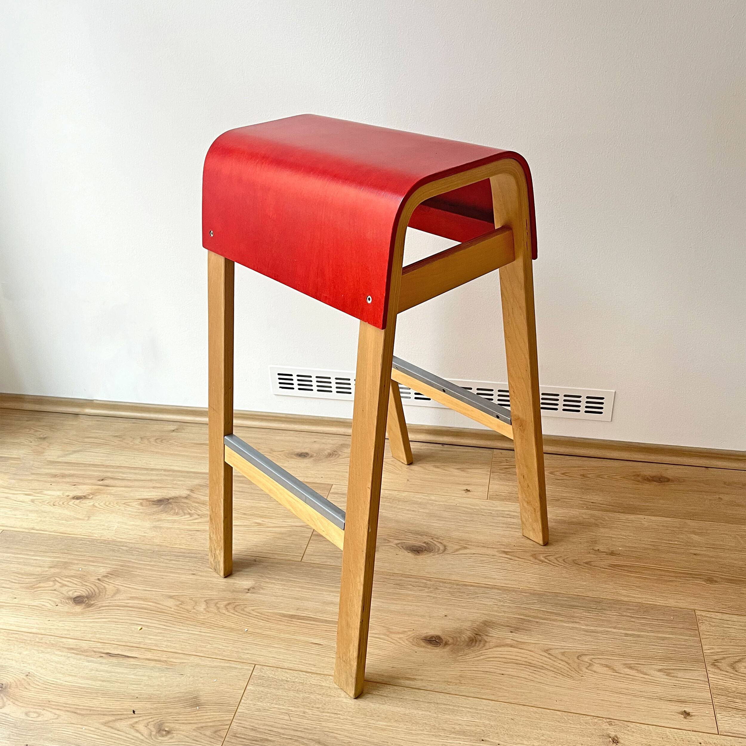 1 of 2 vintage ikea salve bar stools: birch plywood, ehlen johansson