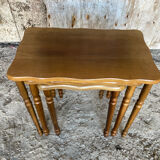 Set of 3 Vintage Nesting Tables with Turned Wooden Legs #D592