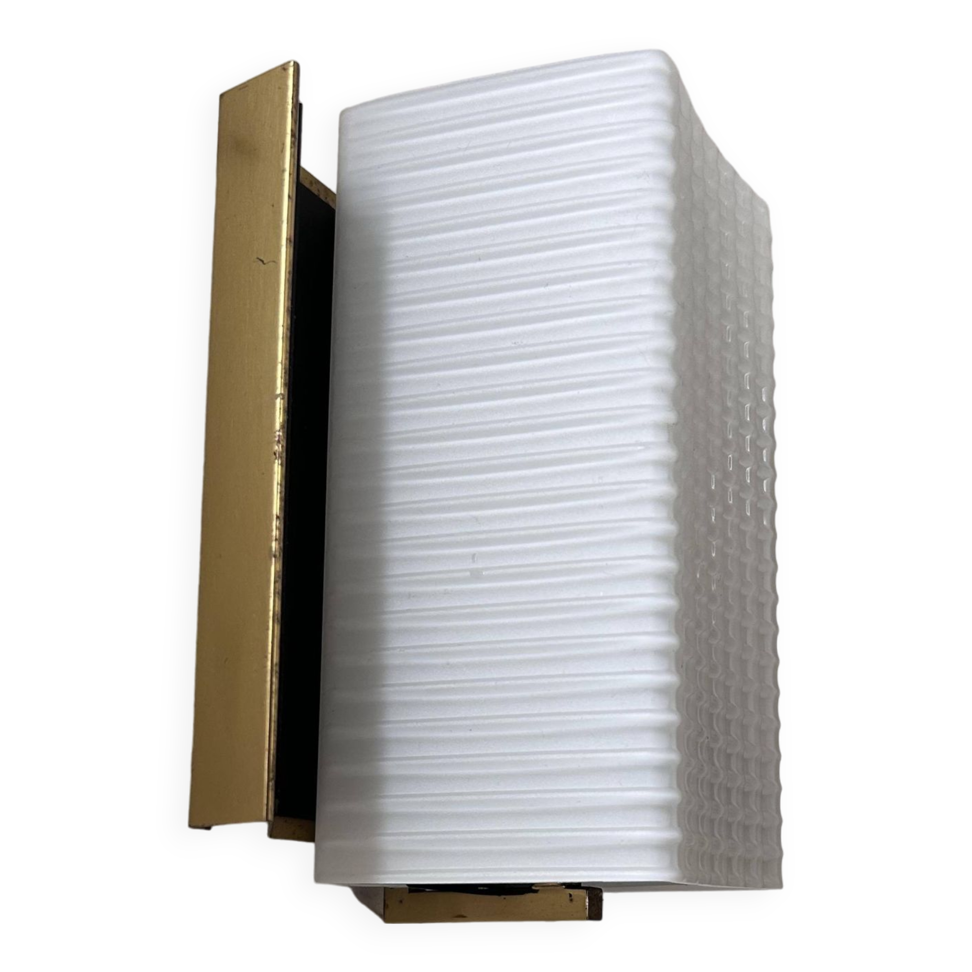 Vintage wall lamp, opaline and brass, France 1950