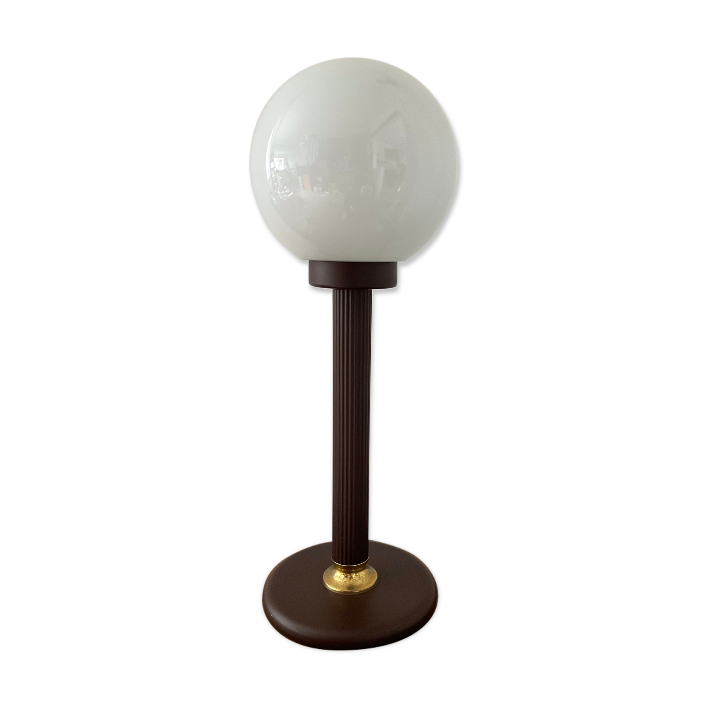 Lampe vintage des années 70 en métal et opaline