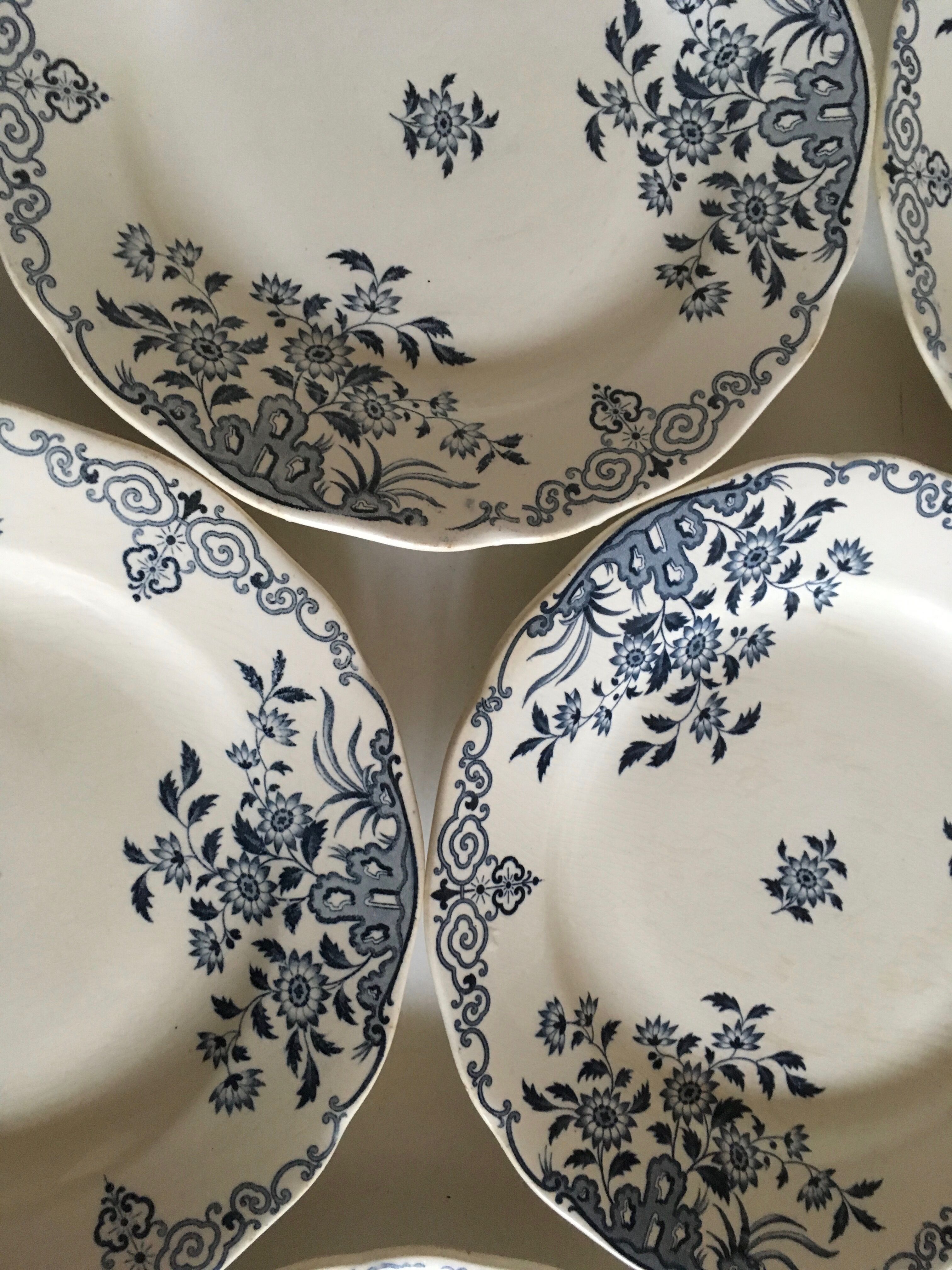 Set of 6 dinner plates earthenware of sarreguemines décor moscow early 20th