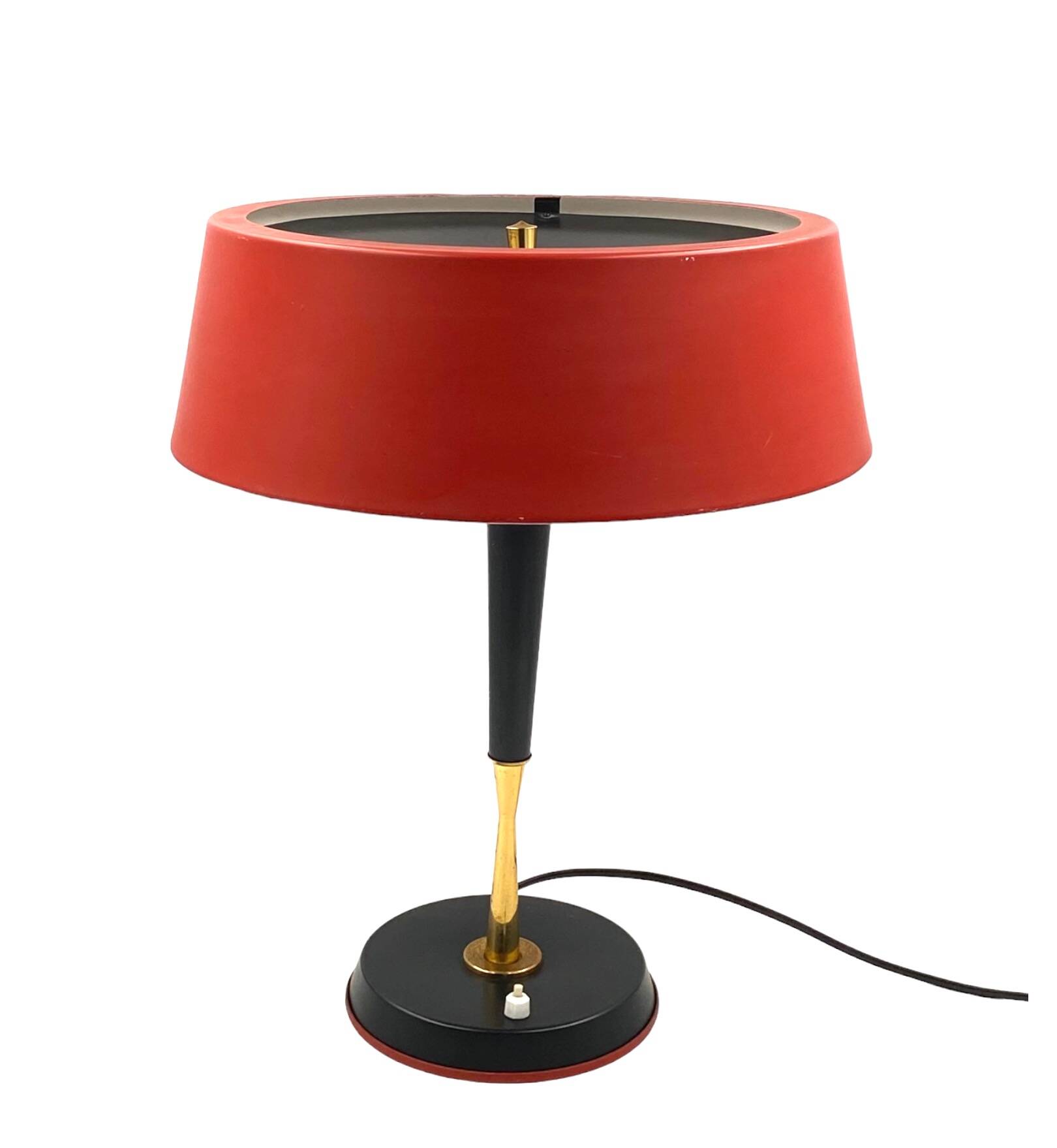 Oscar Torlasco, Mid-Century red table lamp, Lumi, Italy 1954