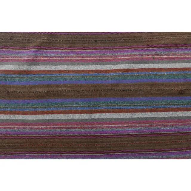 Vintage Turkish Hand-Knotted Wool Cotton Purple Kilim Area Rug 140x160