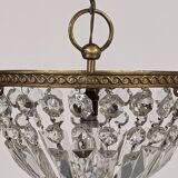 Louis XVI style bronze ceiling light and glass pendants