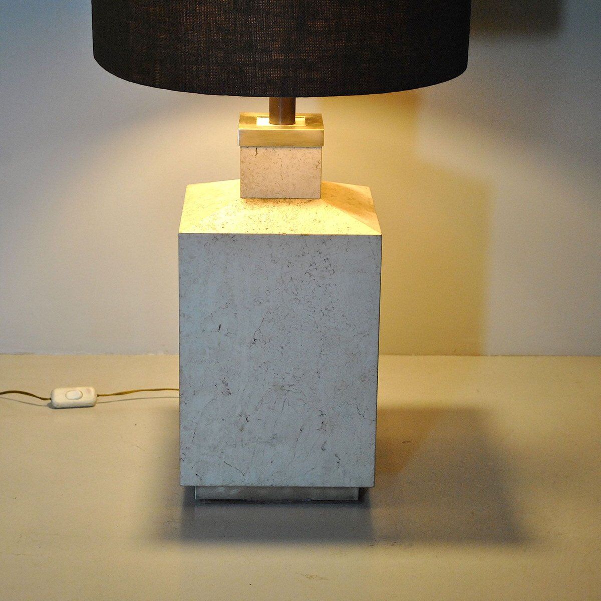 1970s travertine table lamp