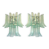 Paire d'appliques murales contemporaines "Selle" en verre de Murano de couleur vert d'eau, de style Mazzega