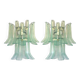 Contemporary Green-Wather Murano Glass "Selle" Wall Sconces in Mazzega Style - A Pair