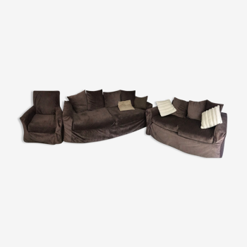 Set of 2 convertible sofas and a wing chair