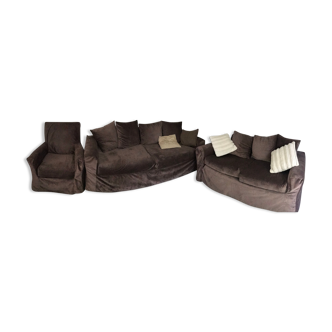 Set of 2 convertible sofas and a wing chair