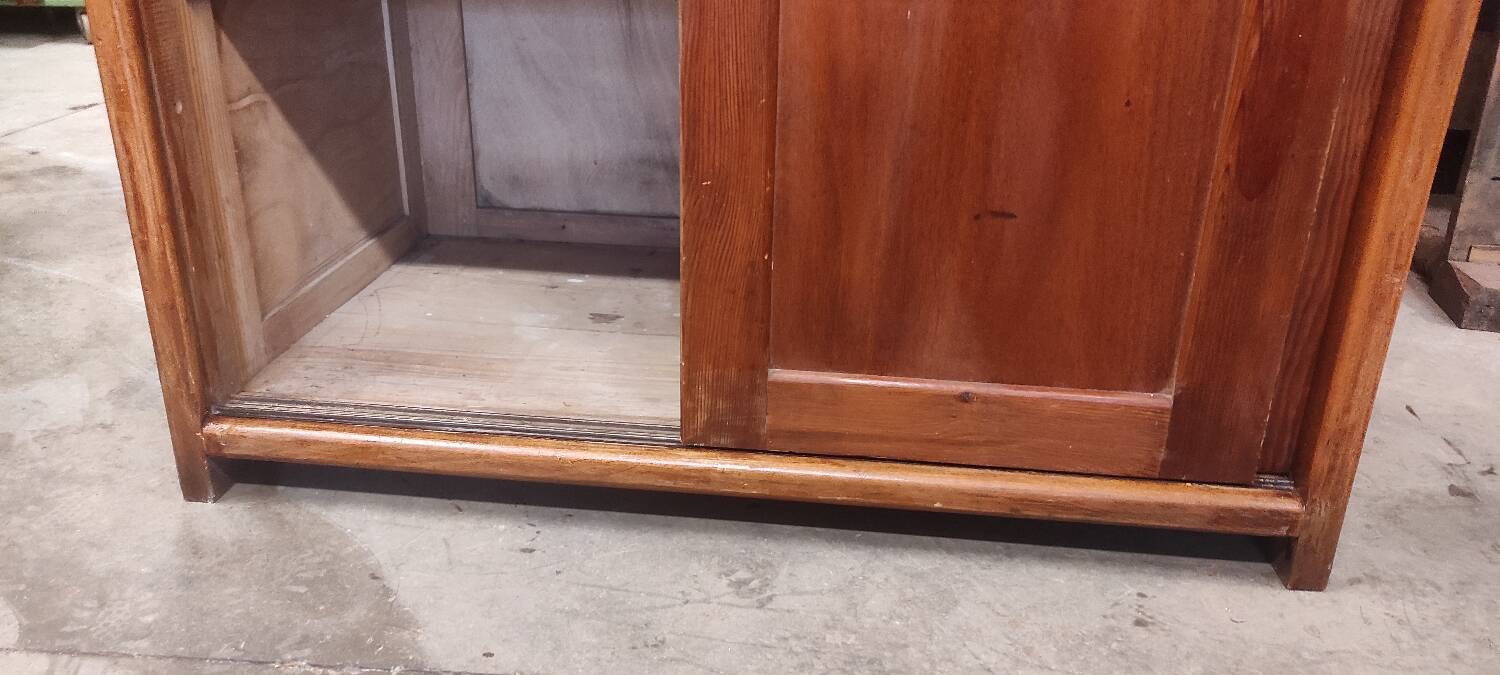 Parisian wardrobe vintags sliding doors in old pitch pine 193x115.5 cm