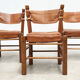 Ensemble de six chaises de salle à manger en cuir brutalistes