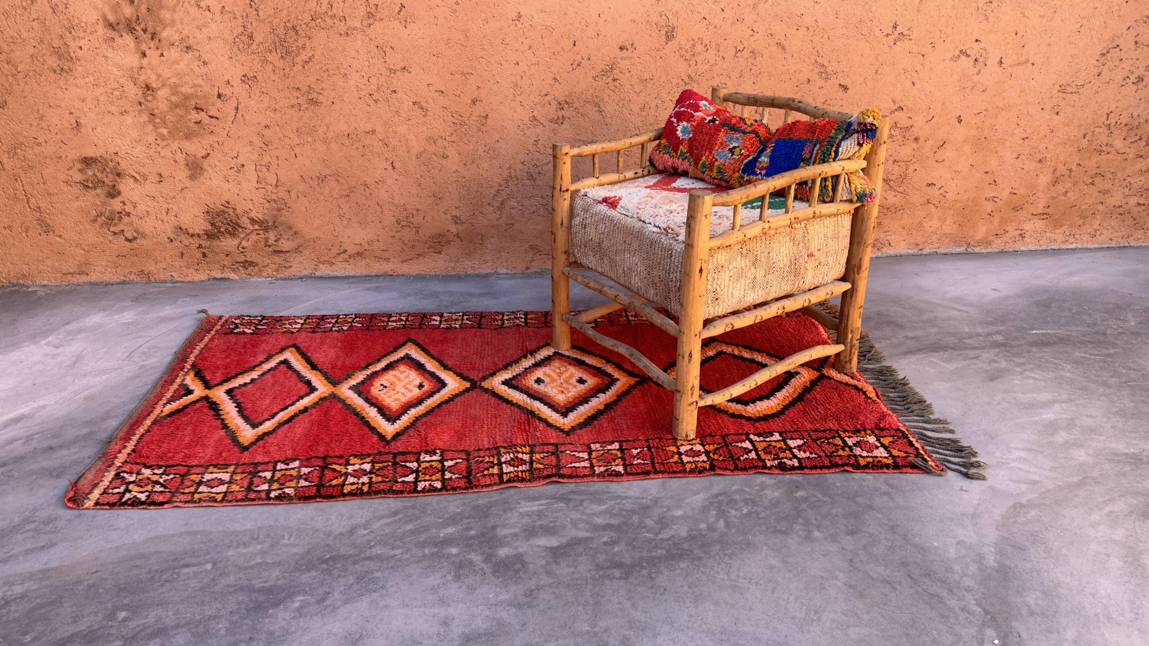 Red Boujad Moroccan rug - 224 x 113 cm