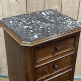 Nightstand in walnut and marble top, late 19th century