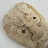 Netsuke ancien grand masque en os japon personnage grimaçant. xixe