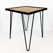 Table d’appoint chêne et métal noir 1950