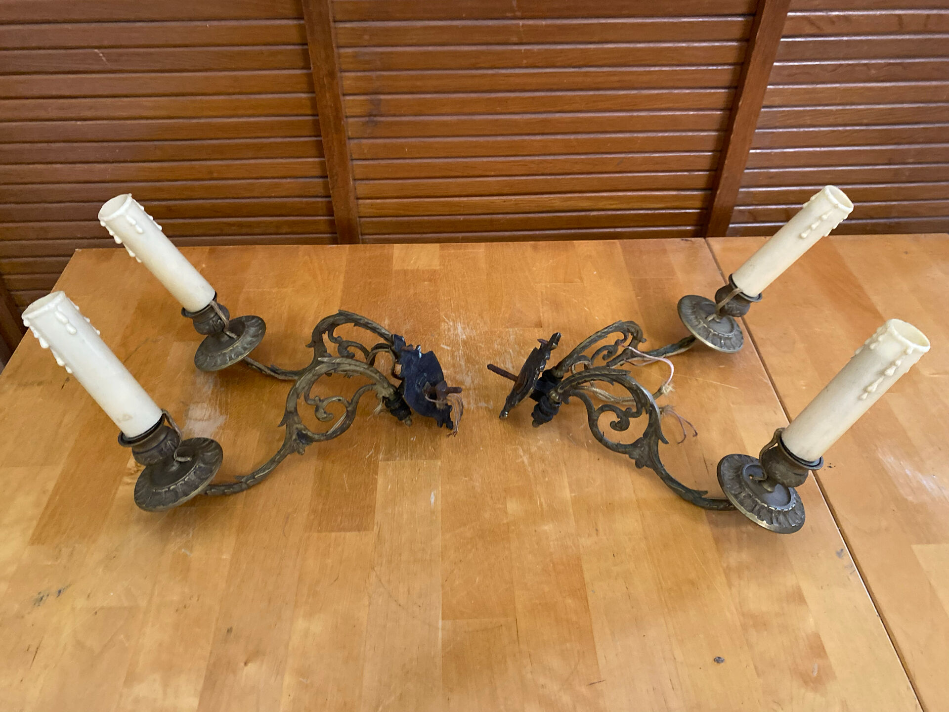 Paire applique piano double ancienne e. muller bronze doré fin xixeme
