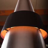 Large Danish Aluminum pendant light, Corona model by Jo Hammerborg for Fog & Mørup 1960.