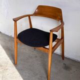 Set of 4 Model 411 armchairs in solid beech, Hartmut Lohmeyer, Wilkahn