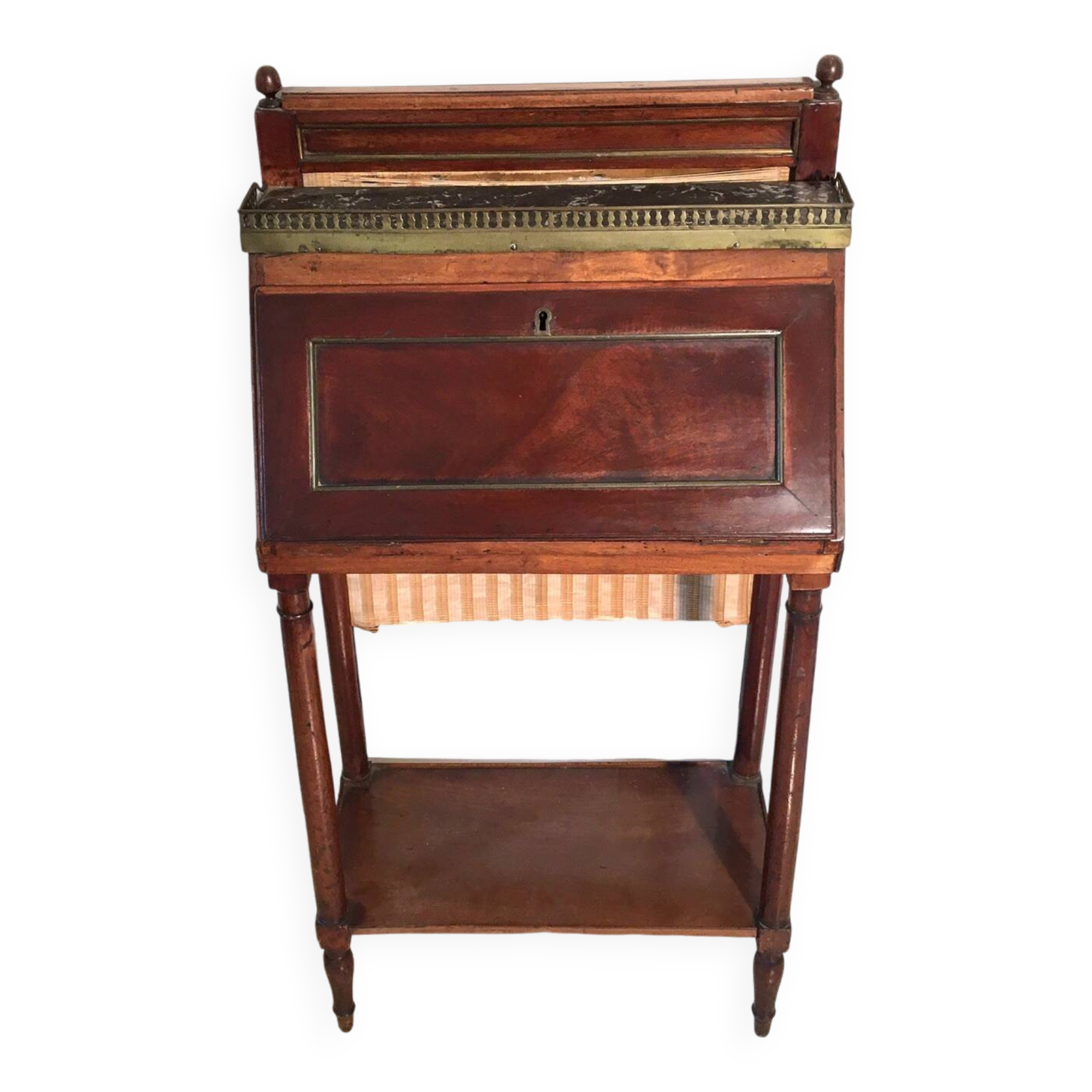 Very small 19th century sloping desk in mahogany and mahogany veneer
